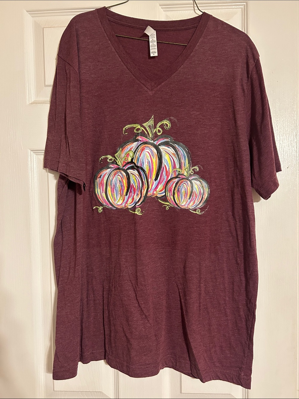 Kids V-Neck Maroon Pumpkin Graphic Tee